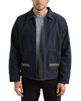 The Rhythm Mens Arugam Twill Jacket in Midnight Navy