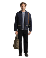 The Rhythm Mens Arugam Twill Jacket in Midnight Navy