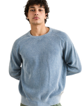 The Rhythm Mens Polu Crew Knit Jumper in Washed Blue
