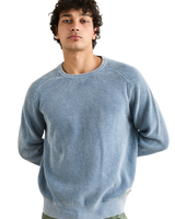 The Rhythm Mens Polu Crew Knit Jumper in Washed Blue