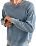 The Rhythm Mens Polu Crew Knit Jumper in Washed Blue