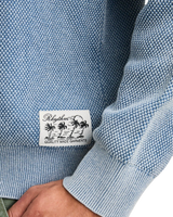 The Rhythm Mens Polu Crew Knit Jumper in Washed Blue