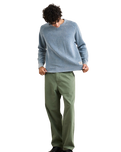 The Rhythm Mens Polu Crew Knit Jumper in Washed Blue