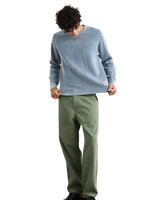 The Rhythm Mens Polu Crew Knit Jumper in Washed Blue