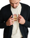 The Rhythm Mens Heritage Bloom Cardigan in Midnight