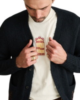 The Rhythm Mens Heritage Bloom Cardigan in Midnight
