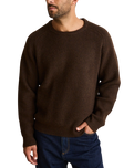 The Rhythm Mens Vintage Waffle Knit Jumper in Chocolate