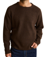 The Rhythm Mens Vintage Waffle Knit Jumper in Chocolate