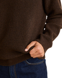 The Rhythm Mens Vintage Waffle Knit Jumper in Chocolate