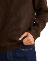 The Rhythm Mens Vintage Waffle Knit Jumper in Chocolate