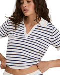 The Rhythm Womens Rommy Knit Top in Vintage Stripe