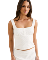 The Rhythm Womens Lia Broderie Top in White