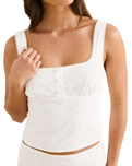 The Rhythm Womens Lia Broderie Top in White