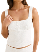 The Rhythm Womens Lia Broderie Top in White