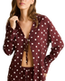 The Rhythm Womens Polka Dot Tie Front Shirt in Cafe
