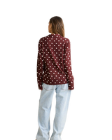 The Rhythm Womens Polka Dot Tie Front Shirt in Cafe