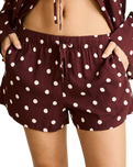 The Rhythm Womens Polka Dot Beach Shorts in Cafe