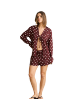 The Rhythm Womens Polka Dot Beach Shorts in Cafe