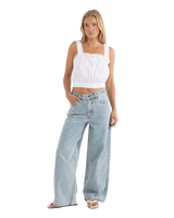 The Rhythm Womens Boyfriend Jeans in Blue Wash