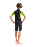 The C-Skins Boys Element 2 3/2mm Shorty Back Zip Wetsuit in Anthracite, Lime & Multi