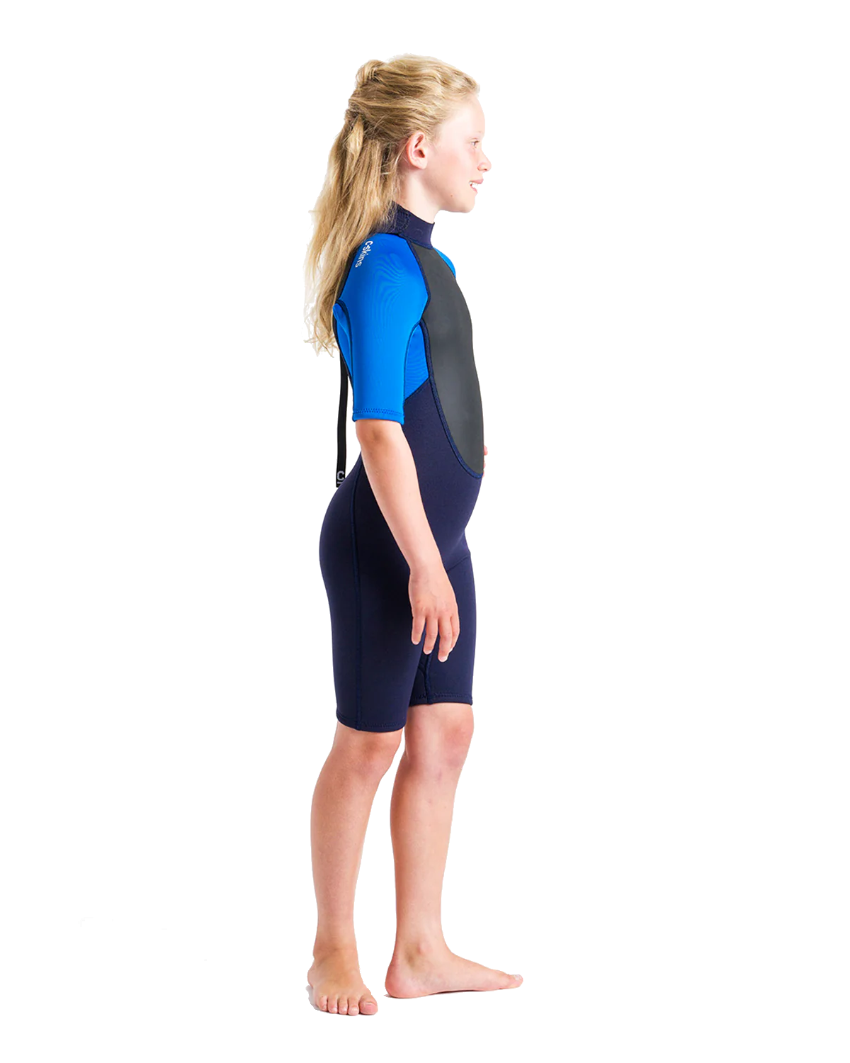 Boys Element 3/2mm Back Zip Shorty Wetsuit in Slate, Cyan & Multi