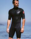 Element 3/2mm Back Zip Shorty Wetsuit in Anthracite, Black & Neon Flare