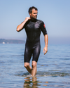 Element 3/2mm Back Zip Shorty Wetsuit in Anthracite, Black & Neon Flare