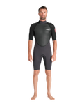 Element 3/2mm Back Zip Shorty Wetsuit in Anthracite, Black & Neon Flare