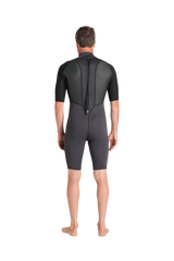 Element 3/2mm Back Zip Shorty Wetsuit in Anthracite, Black & Neon Flare