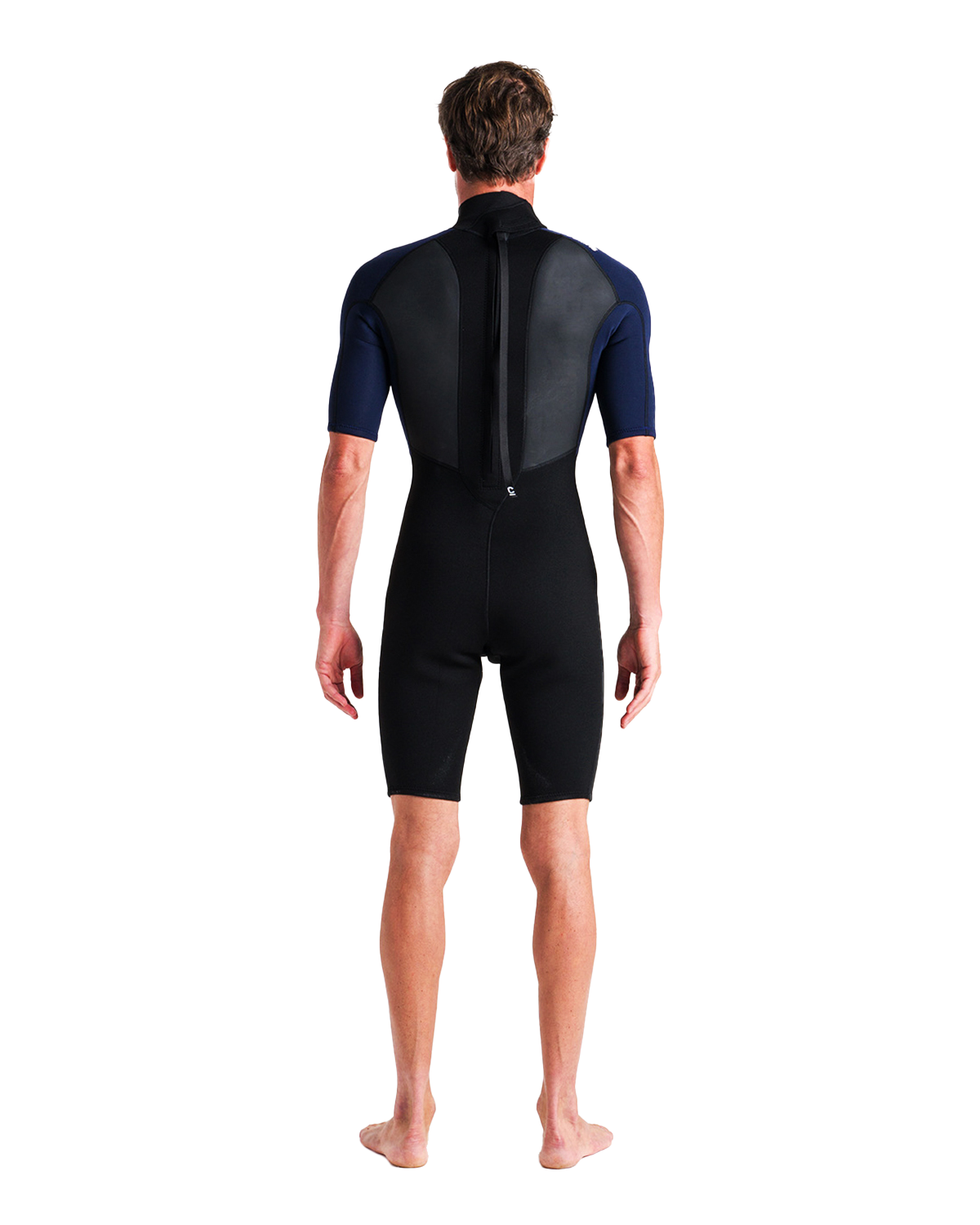The C-Skins Mens Element 3/2mm Back Zip Shorty Wetsuit in Black, Slate & Cyan