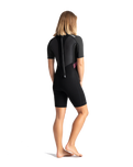 The C-Skins Womens Element 3/2mm Back Zip Shorty Wetstuit in Black, Meteor & Rose