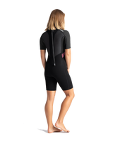 The C-Skins Womens Element 3/2mm Back Zip Shorty Wetstuit in Black, Meteor & Rose