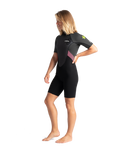 The C-Skins Womens Element 3/2mm Back Zip Shorty Wetstuit in Black, Meteor & Rose