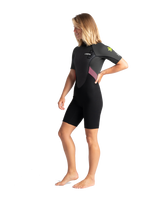 The C-Skins Womens Element 3/2mm Back Zip Shorty Wetstuit in Black, Meteor & Rose