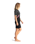 The C-Skins Womens Element 3/2mm Back Zip Shorty Wetstuit in Black, Meteor & Rose