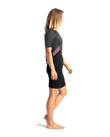 The C-Skins Womens Element 3/2mm Back Zip Shorty Wetstuit in Black, Meteor & Rose