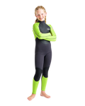 Boys Element 3/2mm Back Zip Wetsuit in Anthracite, Lime & Multi