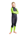 Boys Element 3/2mm Back Zip Wetsuit in Anthracite, Lime & Multi