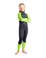 Boys Element 3/2mm Back Zip Wetsuit in Anthracite, Lime & Multi