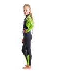 Boys Element 3/2mm Back Zip Wetsuit in Anthracite, Lime & Multi