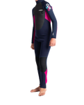 Girls Element 3/2mm Back Zip Wetsuit in Slate Navy, Magenta & Multi