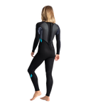 The C-Skins Womens Element 3/2mm Back Zip Wetsuit in Raven Black, Black Tie Dye & Cyan