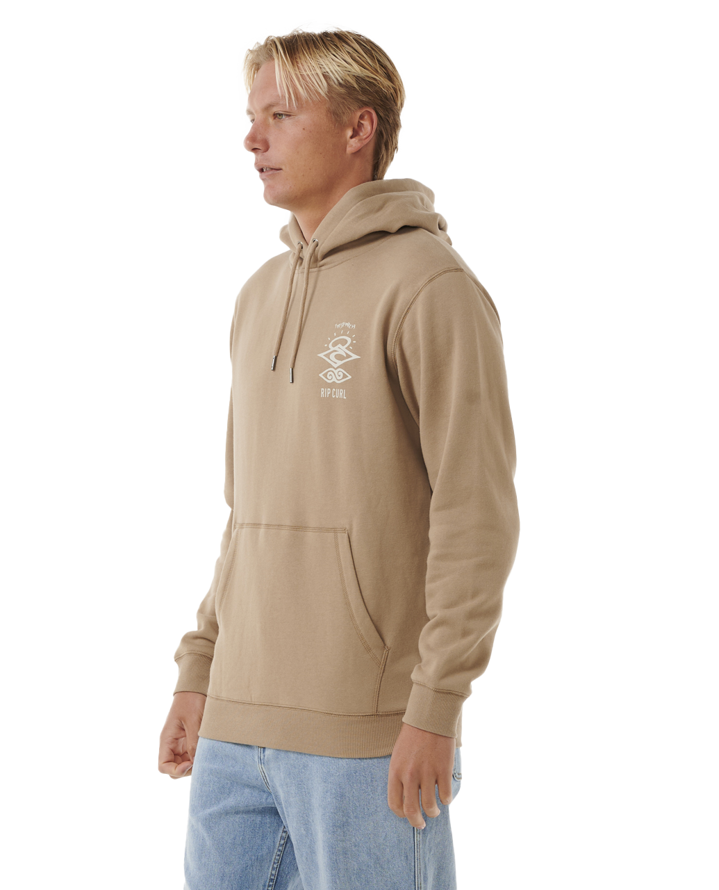 The Rip Curl Mens Search Icon Hoodie in Sand Dune