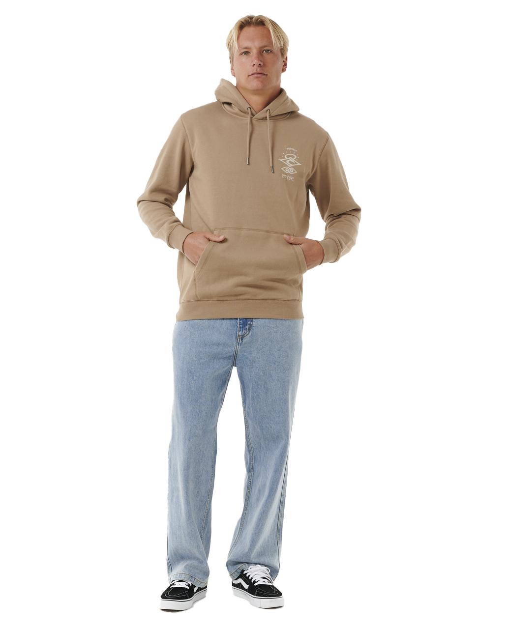 The Rip Curl Mens Search Icon Hoodie in Sand Dune