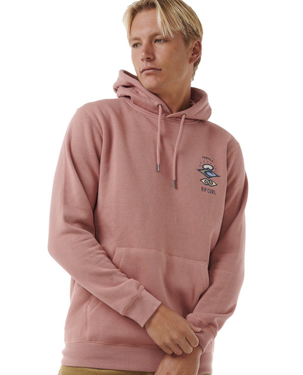 The Rip Curl Mens Search Icon Hoodie in Mushroom