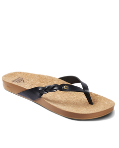 The Reef Womens Cushion Court Twist Flip Flops in Black