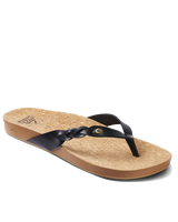 The Reef Womens Cushion Court Twist Flip Flops in Black