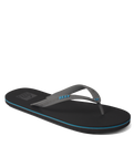 The Reef Mens Seaside Flip Flops in Grey, Aqua & Black