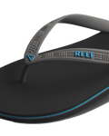 The Reef Mens Seaside Flip Flops in Grey, Aqua & Black