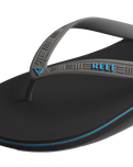 The Reef Mens Seaside Flip Flops in Grey, Aqua & Black